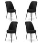 Hanah Home Juego de 4 Sillas Comedor Negra con Patas de Metal y Tela Babyface, 89x45x42 cm